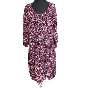 The Masai Clothing Company Floral‎ Dress XXL Pink Purple Boho Drawstring Hem